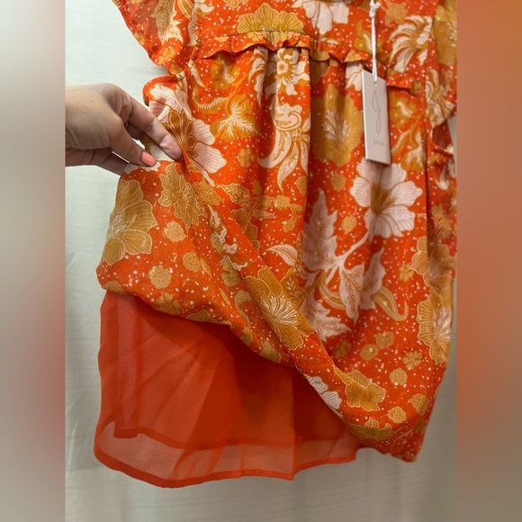 ⚫️ BOGO Joie Orange Ruffled Bib Collar Blouse size small fun flowy summer style - Picture 7 of 9
